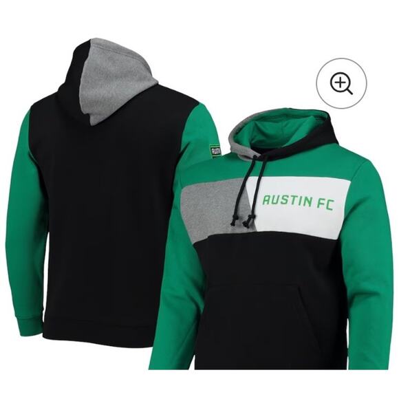 Austin FC Mitchell & Ness Colorblock Fleece Pullover Hoodie Adult Mens Small - Picture 1 of 12